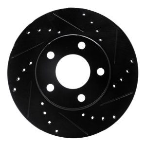 Ford Mustang Brake Rotor (1) - Front Right - R1 Concepts - Drilled & Slotted - Black - `94-`04